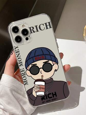 Funda de teléfono gráfica con figura de taza de café compatible con iPhone 15/15 Pro/15 Plus/15 Pro Max Kawaii