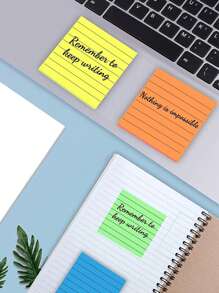 Lined Sticky Notes 3x3 In Bright Ruled Post Stickies Colorful Super Sticking Power Memo Pads, 50 Sheets/Pad, 10 Pads/Pack - Multicolor - View 3