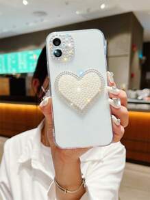 Rhinestone Heart Decor Phone Case - Multicolor - View 5