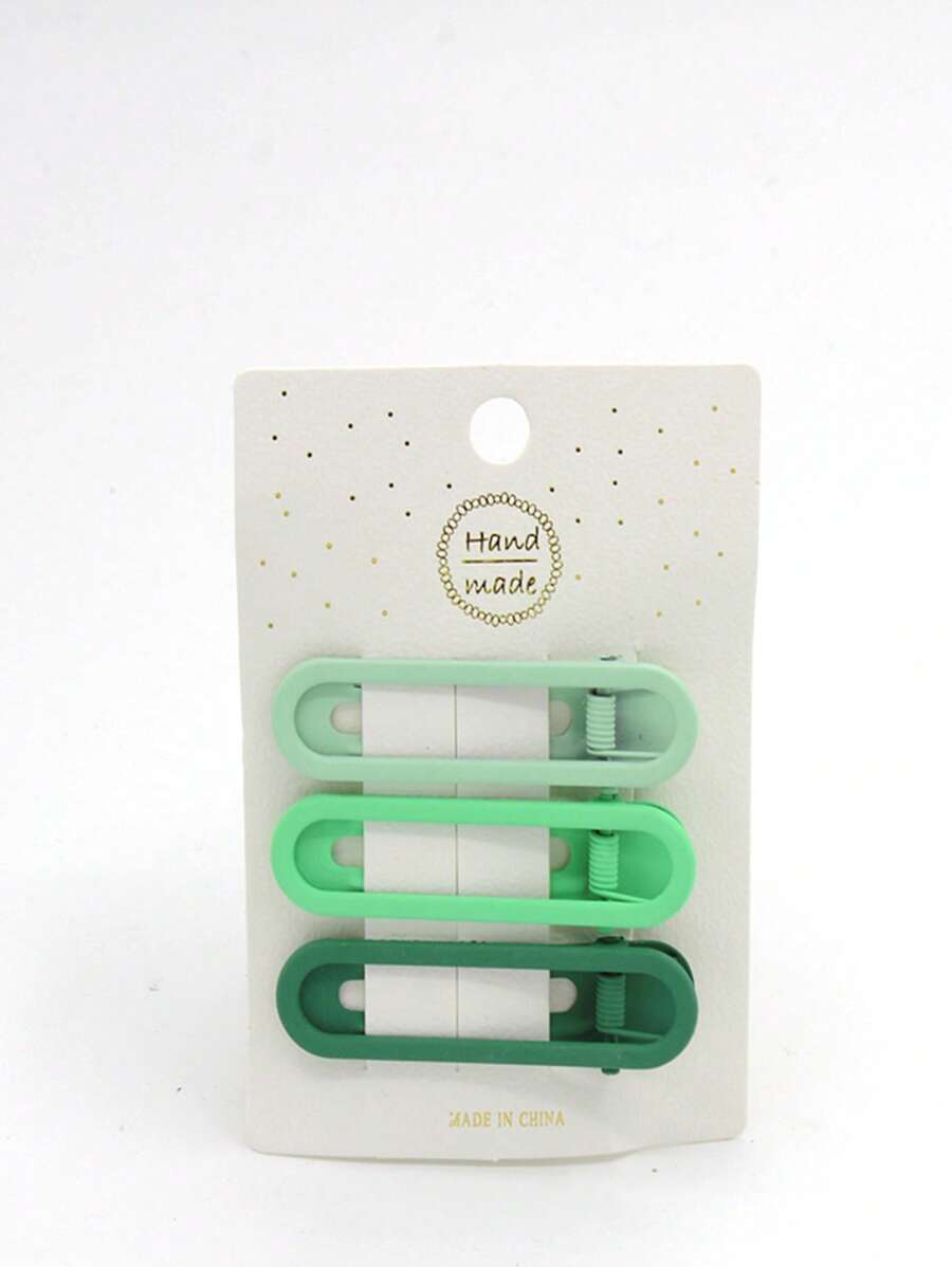 3入組女士素色時尚髮夾日常裝飾 - 彩色 - 查看 1