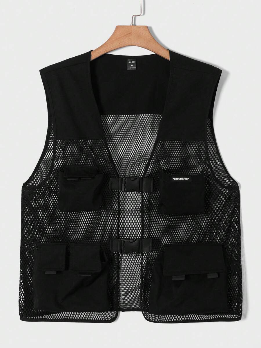 GENTILAND Áo khoác Nam Đắp vá Túi cắt màu trơn Đường phố - màu đen - Xem 1