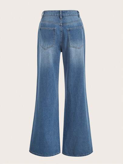 Grunge Punk Star Print Flare Leg Jeans