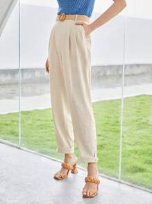 MOTF PREMIUM BELTED LINEN VISCOSE PANTS