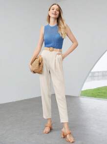 MOTF PREMIUM BELTED LINEN VISCOSE PANTS