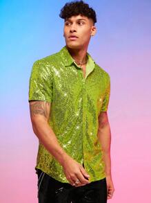 Manfinity VCAY 男士亮片襯衫