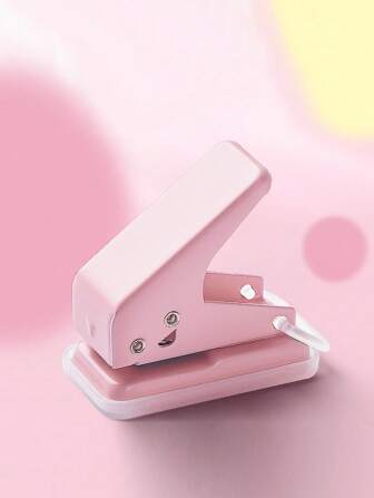 1入組素色迷你打孔器適用於學生、辦公室簡單便攜式打孔器