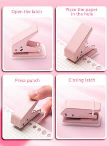 1入組素色迷你打孔器適用於學生、辦公室簡單便攜式打孔器 - 彩色 - 查看 6