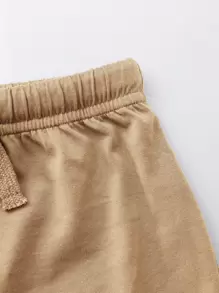 SHEIN 嬰兒實色束腰短褲 - 杏色 - 查看 4