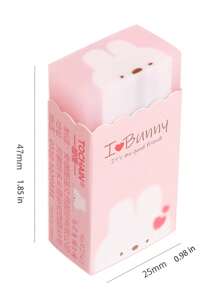 4 piezas de goma de borrar de estudiante con forma de cerdo y conejo de dibujos animados, semi-transparentes - Multicolor - Ver 4