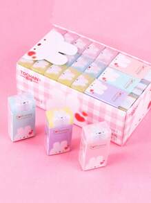 4 piezas de goma de borrar de estudiante con forma de cerdo y conejo de dibujos animados, semi-transparentes - Multicolor - Ver 5