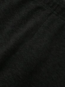 SHEIN Girls Solid Elastic Waist Leggings - Black - View 4