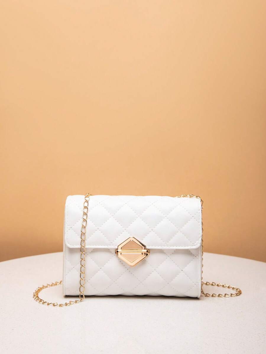 女士迷你白色简约菱形单肩包