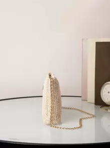 Bolso de noche Brillante de lentejuelas para mujer de lujo, bolso glamoroso, elegante y exquisito, con un lujo minimalista tranquilo y pequeño de vacaciones con piedras de strass para niña, mujer, novia; perfecto para fiesta, boda, baile, cena/banquete, bolso de paja, bolso de playa de paja, esencial para la playa, cosas para la playa y para el verano, mejor bolso de mujer para vibraciones de playa