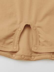 SHEIN 嬰兒素色T恤連身短褲 - 駝色 - 查看 5