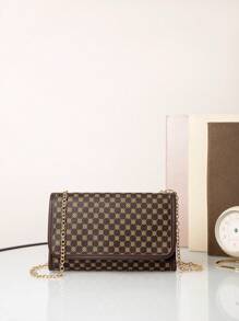 Geometric Pattern Square Bag Small Flap Vintage