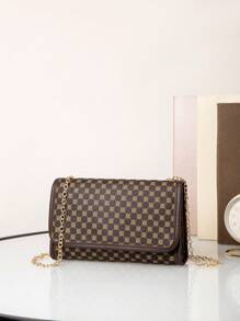 Geometric Pattern Square Bag Small Flap Vintage