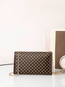 Geometric Pattern Square Bag Small Flap Vintage