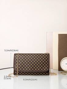 Geometric Pattern Square Bag Small Flap Vintage