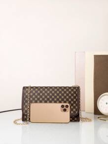 Geometric Pattern Square Bag Small Flap Vintage