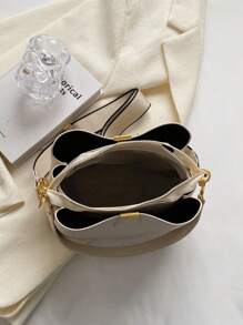 Minimalist Square Bag Medium Metal Decor Top Handle - White - View 4