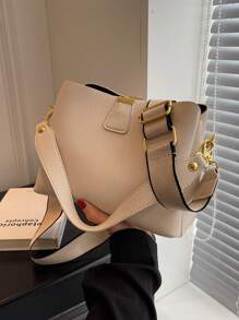 Minimalist Square Bag Medium Metal Decor Top Handle - White - View 8