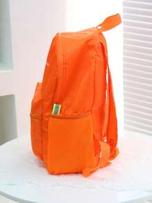 Letter Graphic Casual Daypack Medium Portable Laptop Backpack School Backpack Bookbag Travel Essentials Vacation Holiday School Supplies For School College Students Men Gifts - Orange - View 4