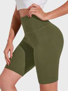 SHEIN BASICS 1入組寬腰帶騎行褲