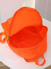 Letter Graphic Casual Daypack Medium Portable Laptop Backpack School Backpack Bookbag Travel Essentials Vacation Holiday School Supplies For School College Students Men Gifts - Orange - View 5