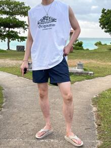 DAZY Men Cotton Letter Graphic Tank Top - White - View 4