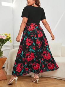 SHEIN Unity Đầm Plus Size Hoa Boho - màu đen - Xem 2