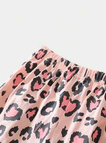 女孩卡通圖案緊身睡衣套裝 - 粉色 - 查看 5