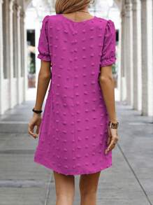 SHEIN Clasi Swiss Dot Flounce Sleeve Tunic Dress