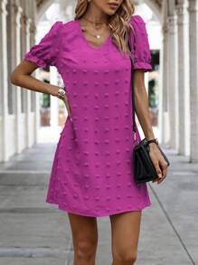 SHEIN Clasi Swiss Dot Flounce Sleeve Tunic Dress