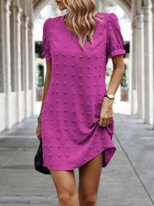 SHEIN Clasi Swiss Dot Flounce Sleeve Tunic Dress