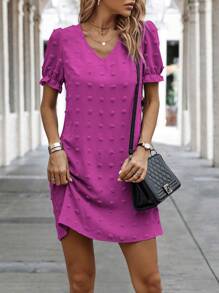 SHEIN Clasi Swiss Dot Flounce Sleeve Tunic Dress