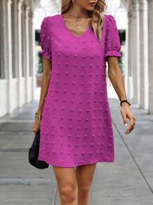 SHEIN Clasi Swiss Dot Flounce Sleeve Tunic Dress