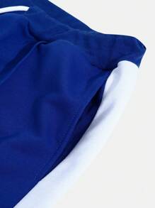 Manfinity Hypemode Men Contrast Side Seam Drawstring Waist Sweatpants, Long Vacation Baggy Sweatpants, For Husband, Boyfriend Gifts - Royal Blue - View 5