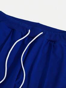 Manfinity Hypemode Men Contrast Side Seam Drawstring Waist Sweatpants, Long Vacation Baggy Sweatpants, For Husband, Boyfriend Gifts - Royal Blue - View 7