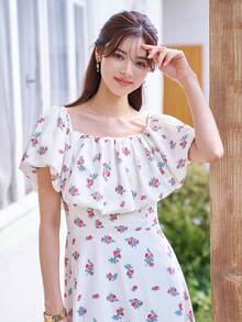 DAZY 印花荷葉邊連衣裙 - 彩色 - 查看 6