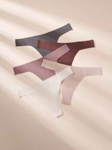 5packs Solid No Show Sexy Thongs - Multicolor - View 2