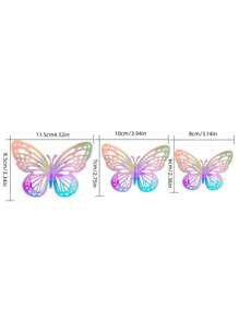 12pcs/set 3 Size 3d Butterfly Wall Decorations, Party & Birthday & Craft & Cupcake Decor, Room Wall Decals - Green - View 3