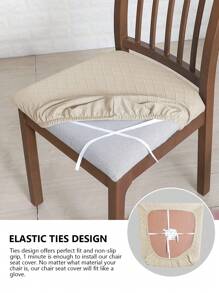 1入組幾何樣式有彈性椅子座位簡約風簇絨設計防水餐椅座套適用於家庭 - 米色 - 查看 6