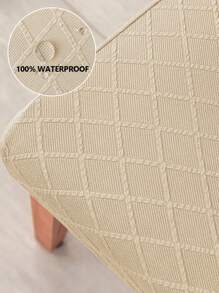 1入組幾何樣式有彈性椅子座位簡約風簇絨設計防水餐椅座套適用於家庭 - 米色 - 查看 7