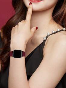 1 件中性 St.Siabe 时尚单色硅胶表带兼容 Apple Watch 38mm 40mm 41mm 45mm 44mm 42mm 49mm，柔软透气腕带替换表带搭配 Apple Watch Ultra S10/9/SE/8/7/6/5/4/3/2/1 智能手表配件 - 酒紅色 - 查看 4