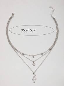 imoli Snake & Sun Charm Layered Necklace - Silver - View 4