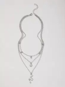imoli Snake & Sun Charm Layered Necklace - Silver - View 5