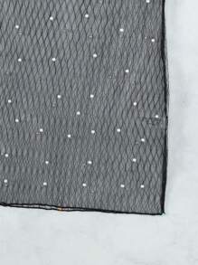 SHEIN Swim Pearls Beaded Sheer Mesh Cover Up Dress Without Bikini Set,Summer Beach - Black - View 5