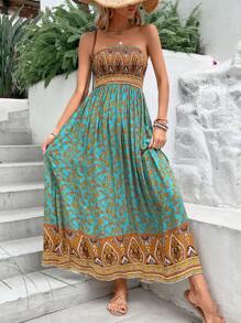 Breezaya Floral Print Tube Dress Maxi Vacation Beach Outfits Women