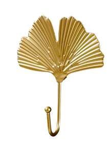 1pc Ginkgo Biloba Design Wall Hook, Modern Golden Leaf Design Iron Hook For Household
