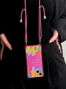 Ốp lưng điện thoại chống rơi họa tiết nụ cười có dây buộc - Nhiều màu - Xem 3